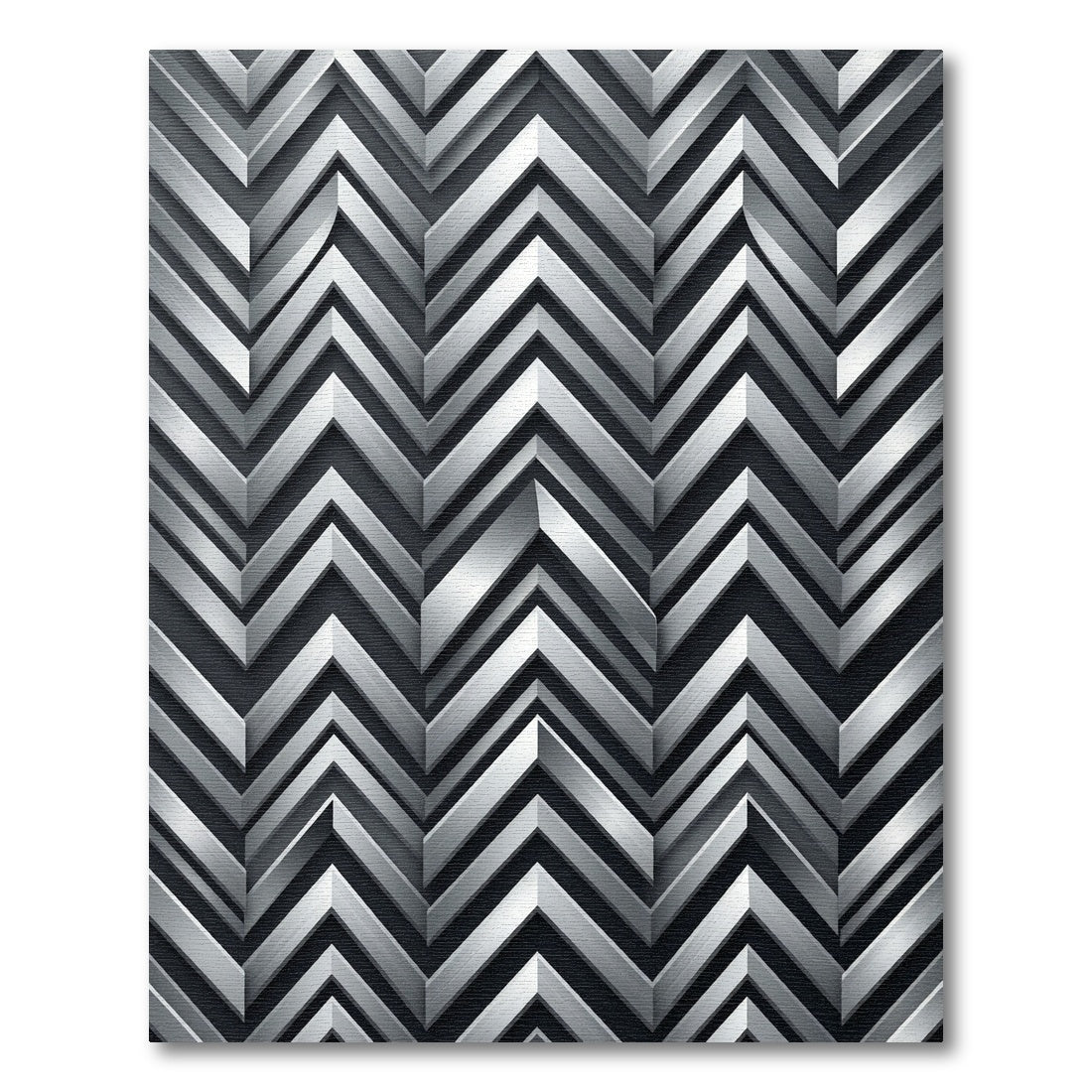 Silver Metallic Chevron Geometric Rug