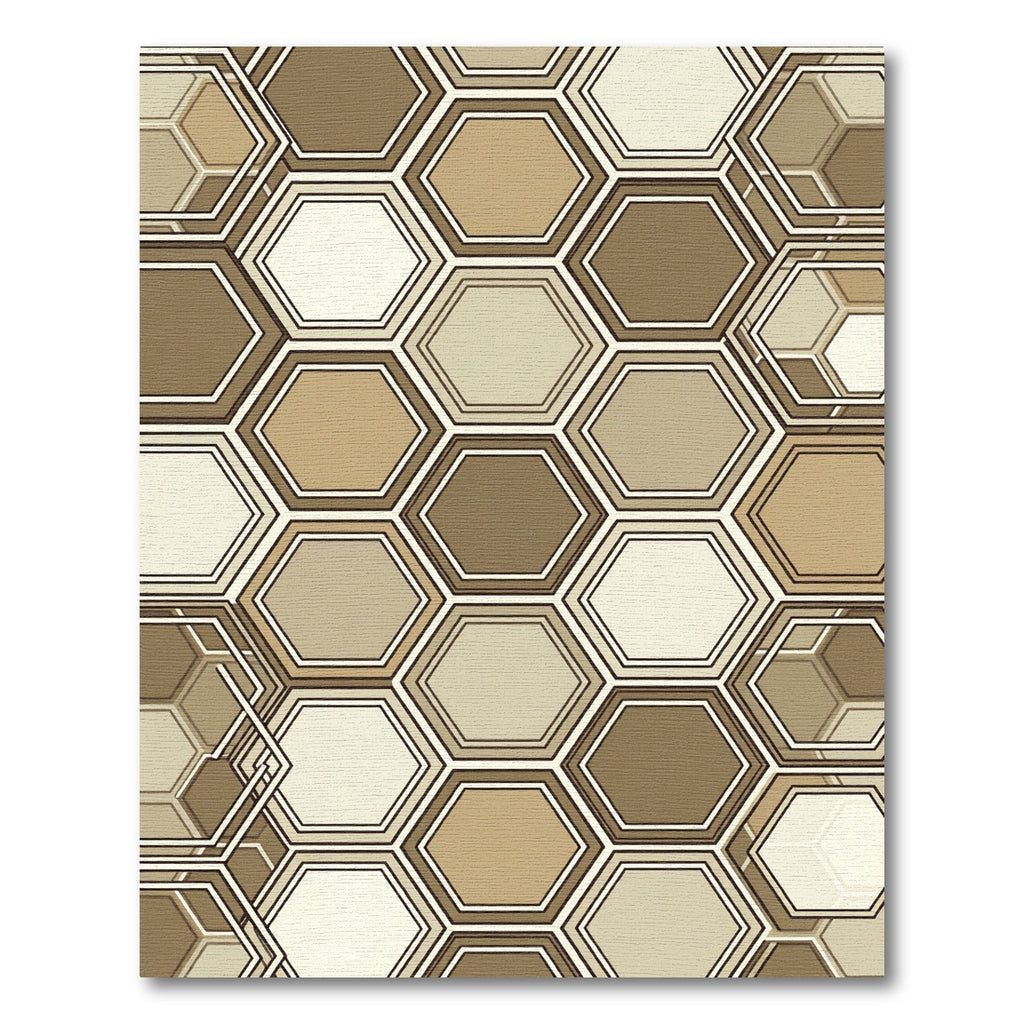 Earthy Hexagon Geometric Overlay Rug