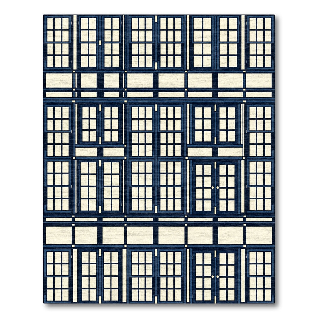 Deep Blue Architectural Window Facade Rug