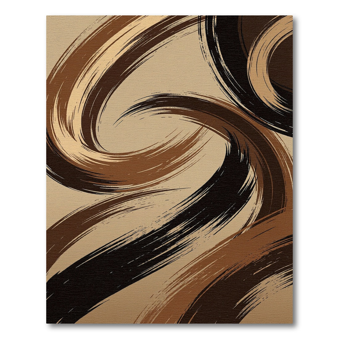 Modern Bronze Abstract Swirl Rug