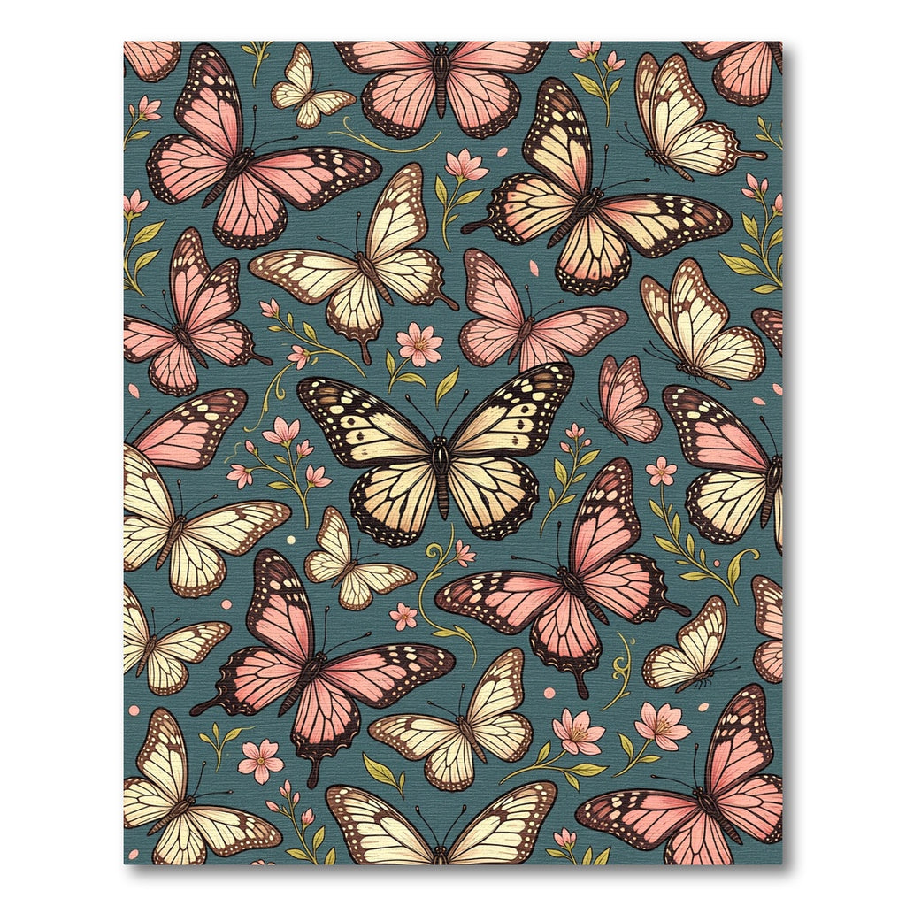 Whimsical Blush Butterfly Teal Botanical Rug