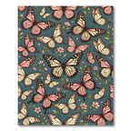 Whimsical Blush Butterfly Teal Botanical Rug
