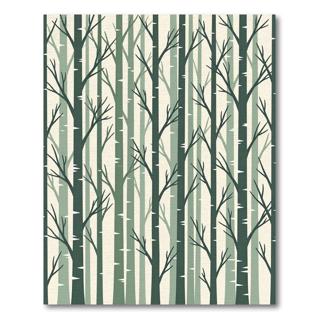 Modern Sage Forest Birch Tree Rug