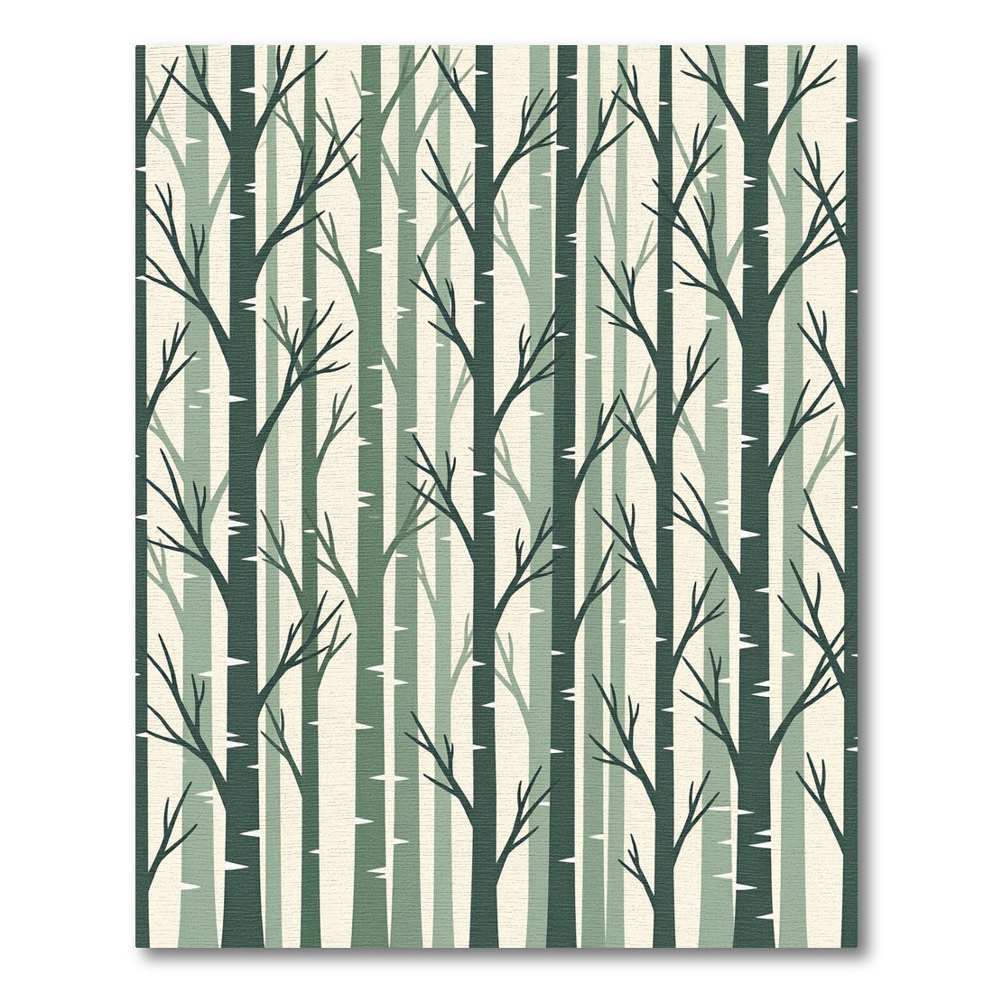 Modern Sage Forest Birch Tree Rug