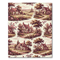 English Countryside Floral Cottage Scene Rug