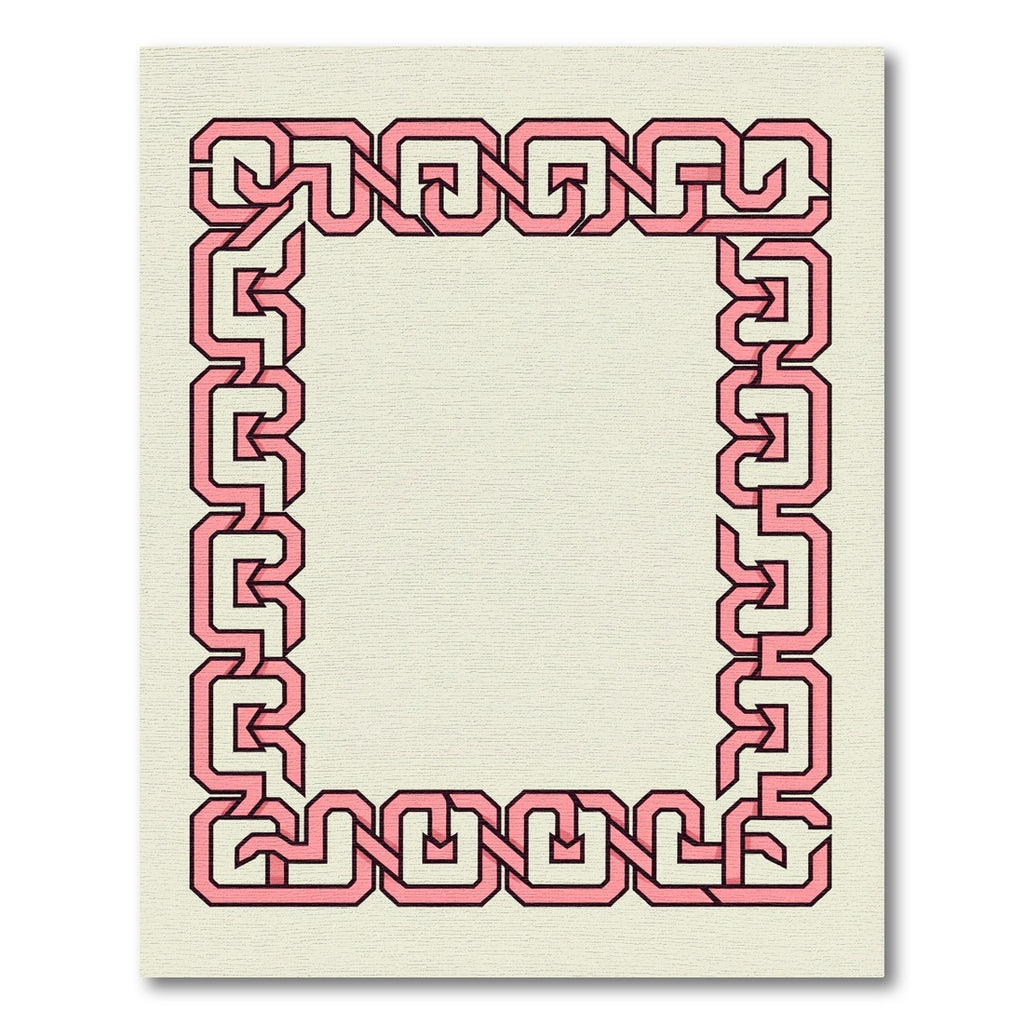 Pink Interlocking Geometric Frame Rug