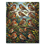 Charming Woodland Sparrow Bird Branch Illustration Rug