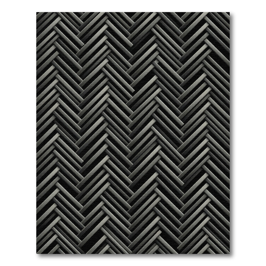 Charcoal Herringbone Weave Geometric Texture Rug