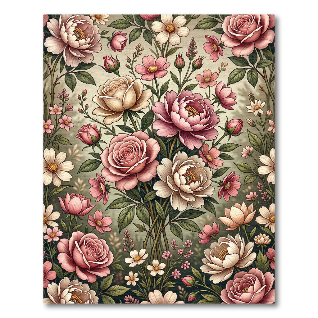 Romantic Blush Pink Peony Garden Bouquet Rug