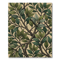 Lush Green Botanical Foliage Branch Rug