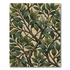 Lush Green Botanical Foliage Branch Rug