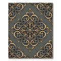 Vintage Gold Gray Damask Scroll Rug