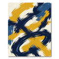 Modern Navy and Gold Abstract Stroke Rug