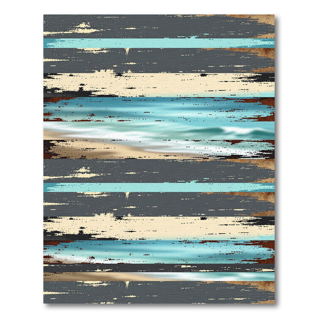 Coastal Distressed Horizontal Beach Stripe Rug