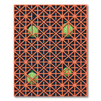 Geometric Terracotta Melon Lattice Grid Rug