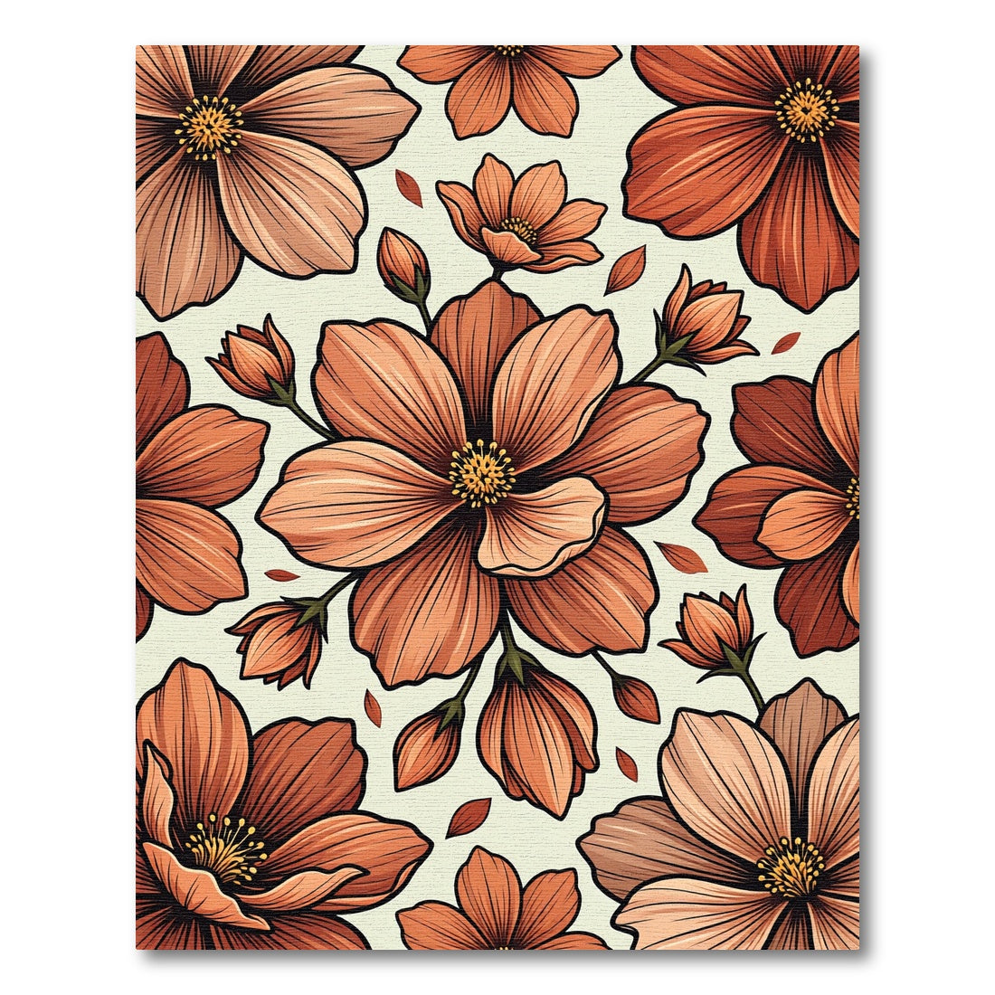 Terracotta Bloom Botanical Arrangement Rug