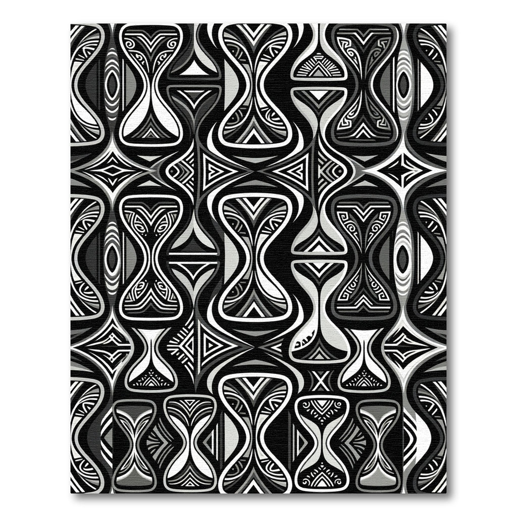 Monochromatic Abstract Hourglass Geometric Tile Rug