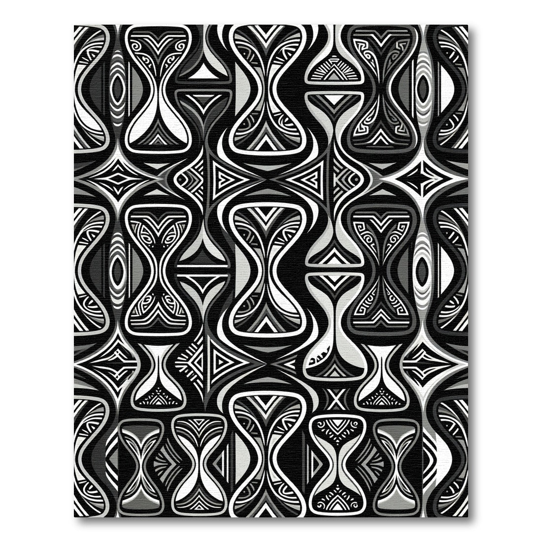 Monochromatic Abstract Hourglass Geometric Tile Rug