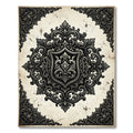 Ornate Black Damask Victorian Emblem Rug