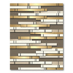 Golden White Horizontal Stripe Composition Rug