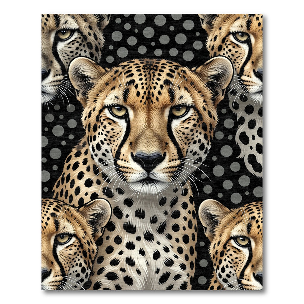 Golden Cheetah Spots Black Circles Rug