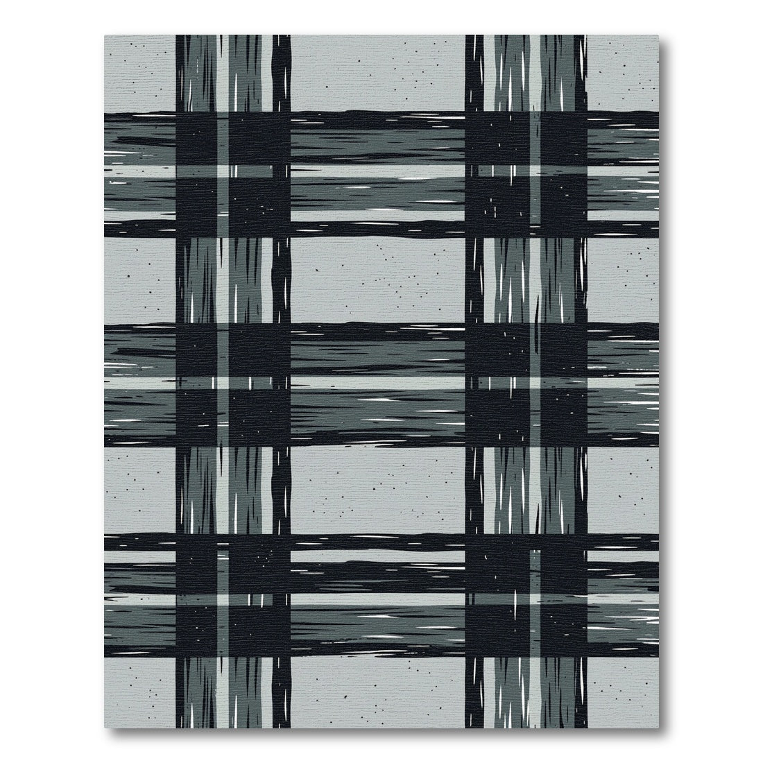Charcoal and Slate Rustic Plaid Rug