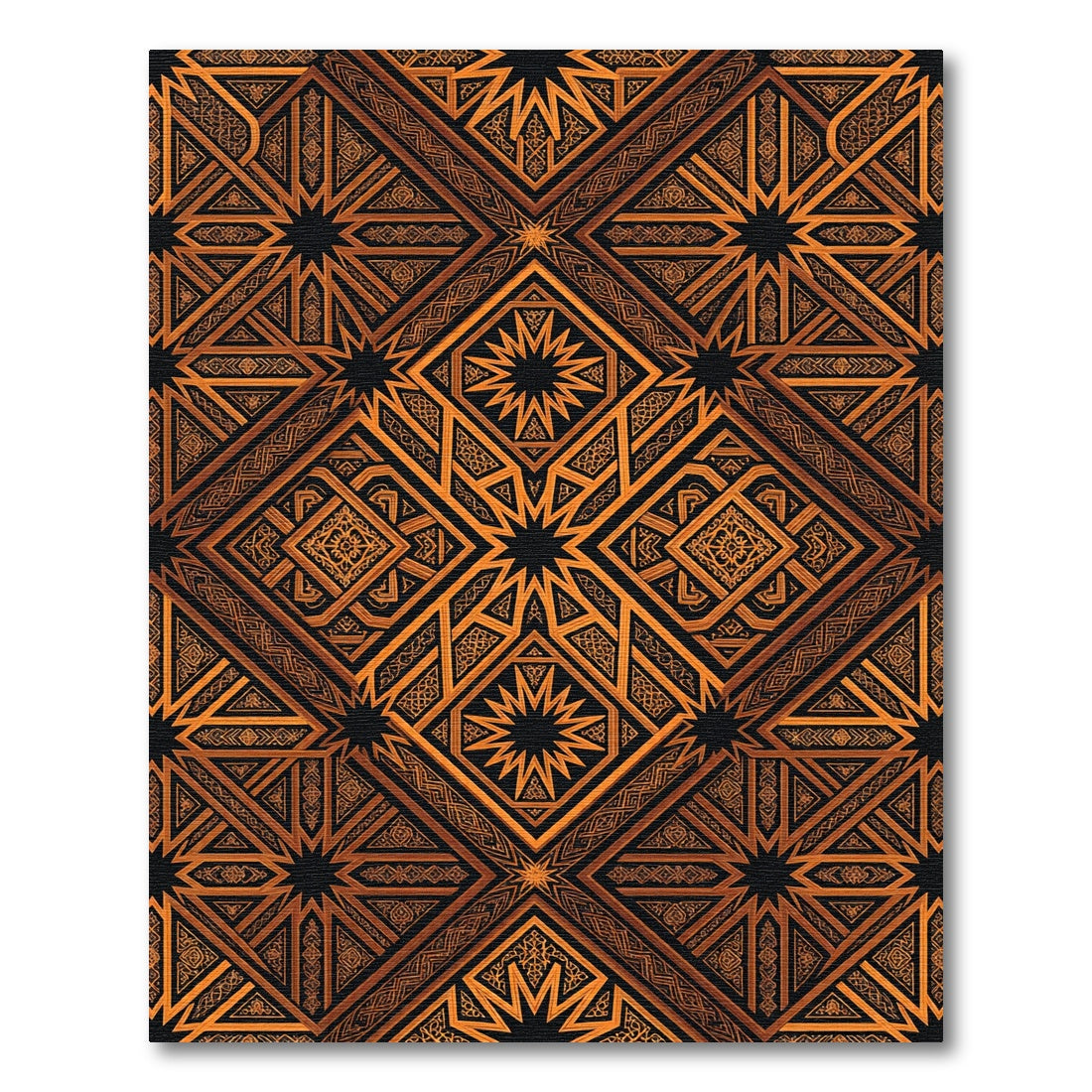 Ornate Orange Geometric Star Rug