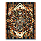 Aztec Sun Burnt Orange Geometric Medallion Rug