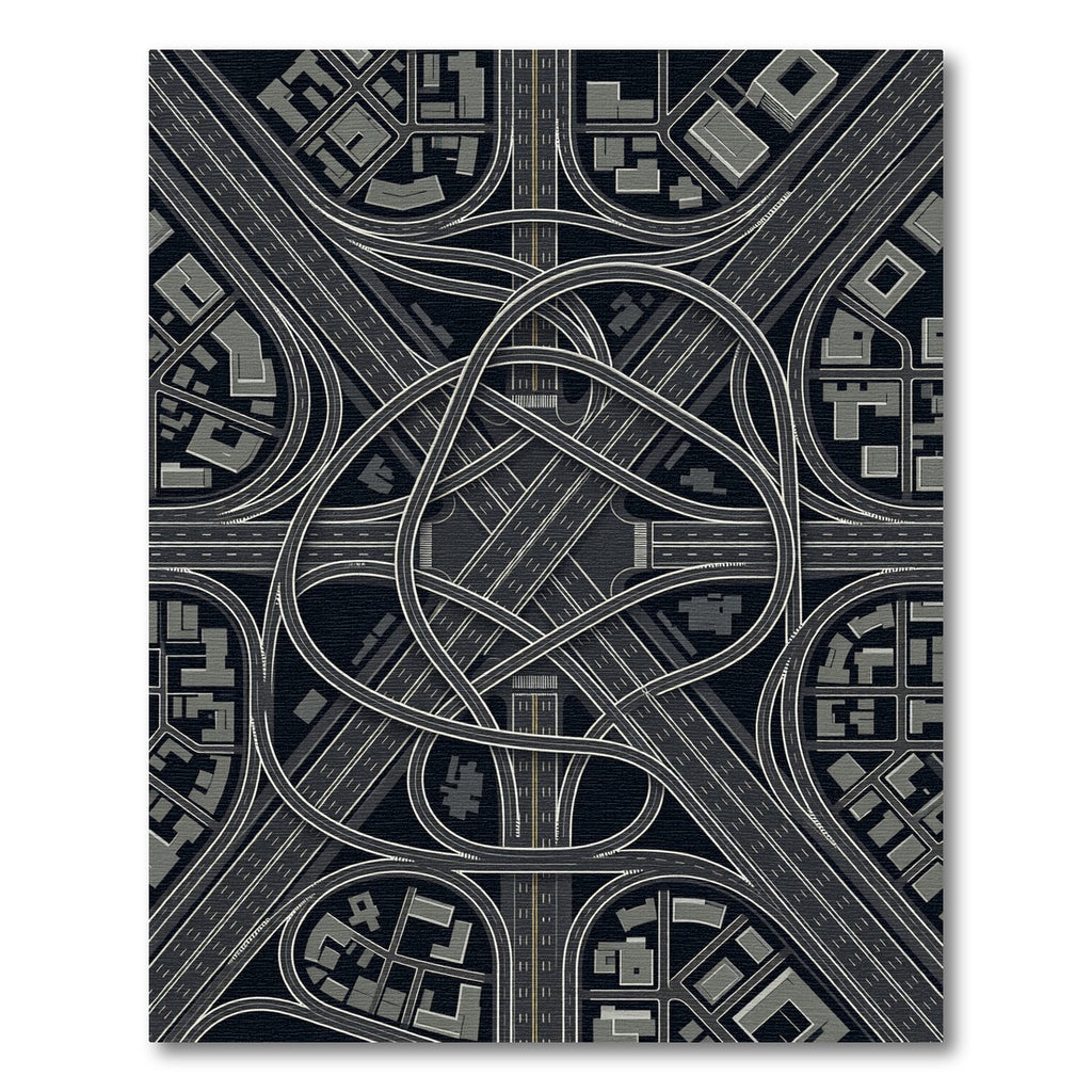 Abstract Urban Highway Interchange Grid Rug