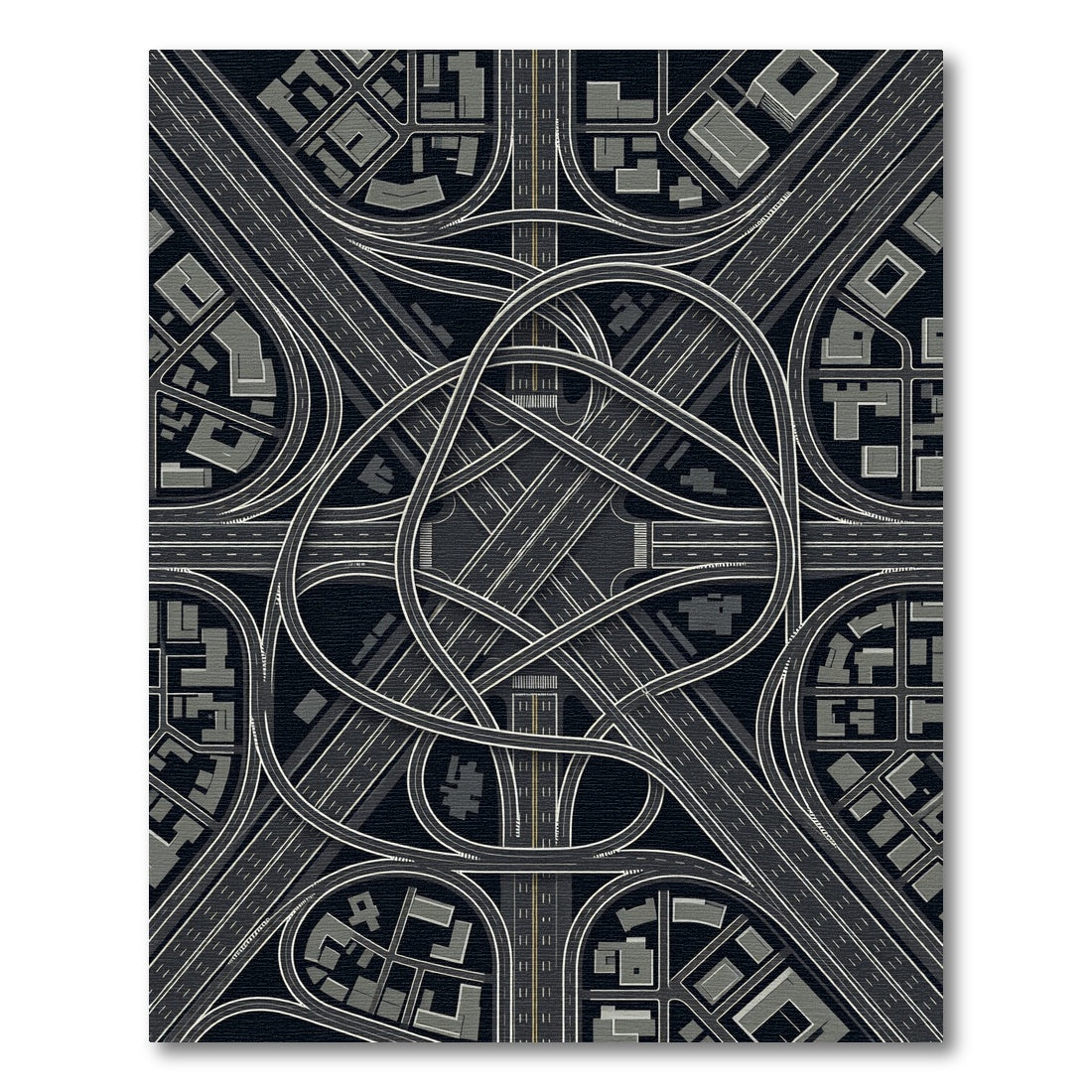 Abstract Urban Highway Interchange Grid Rug