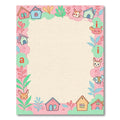 Whimsical Pink Houses Bunnies Frame Rug