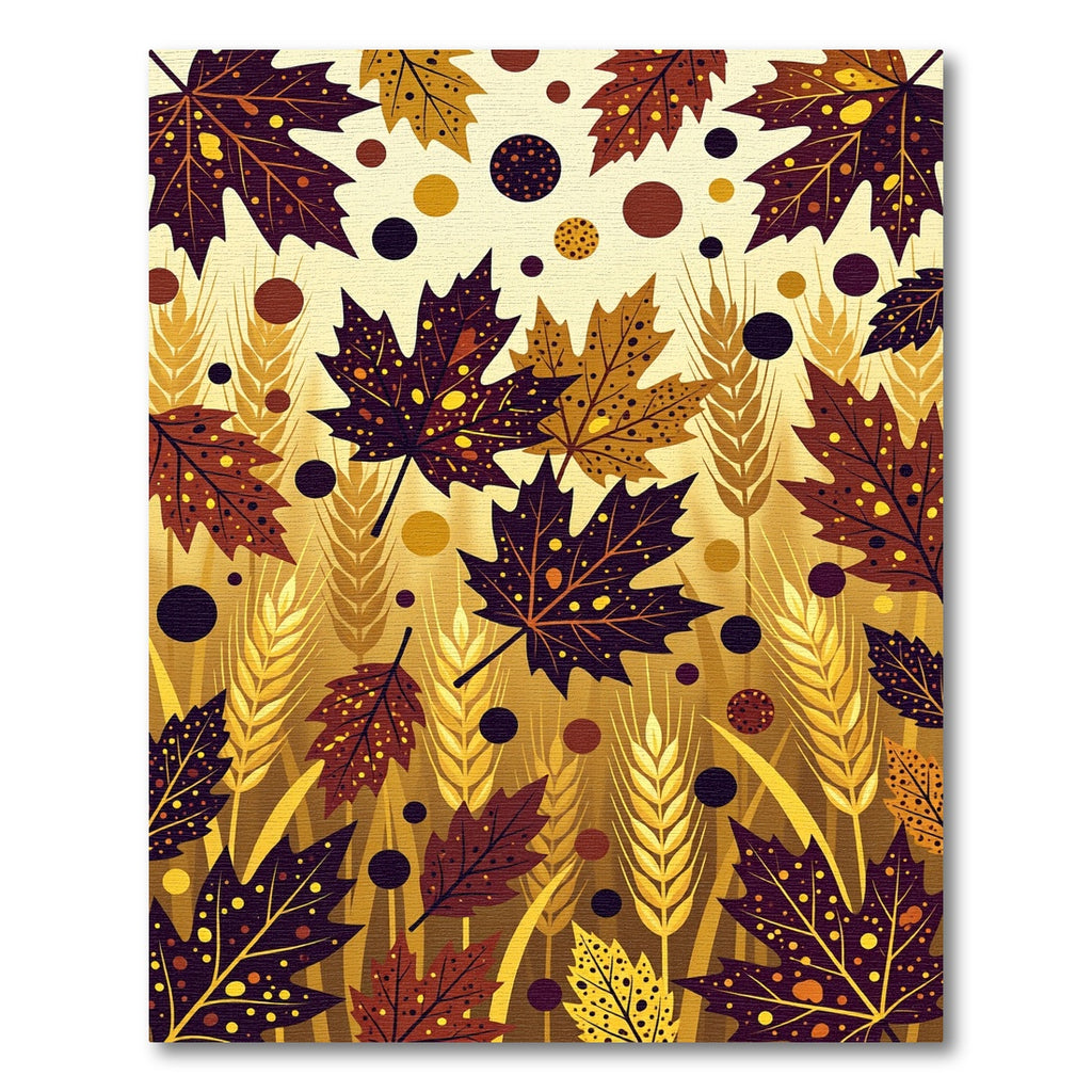Autumnal Maple Leaves with Golden Wheat Rug