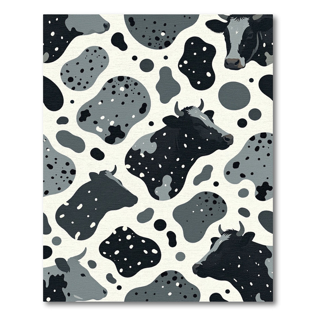 Charming Monochrome Cow Spot Portrait Rug
