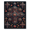 Celestial Copper Cross Star Tapestry Rug