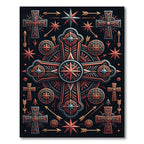 Celestial Copper Cross Star Tapestry Rug