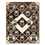 Dark Brown Bone Heart Diamond Grid Rug