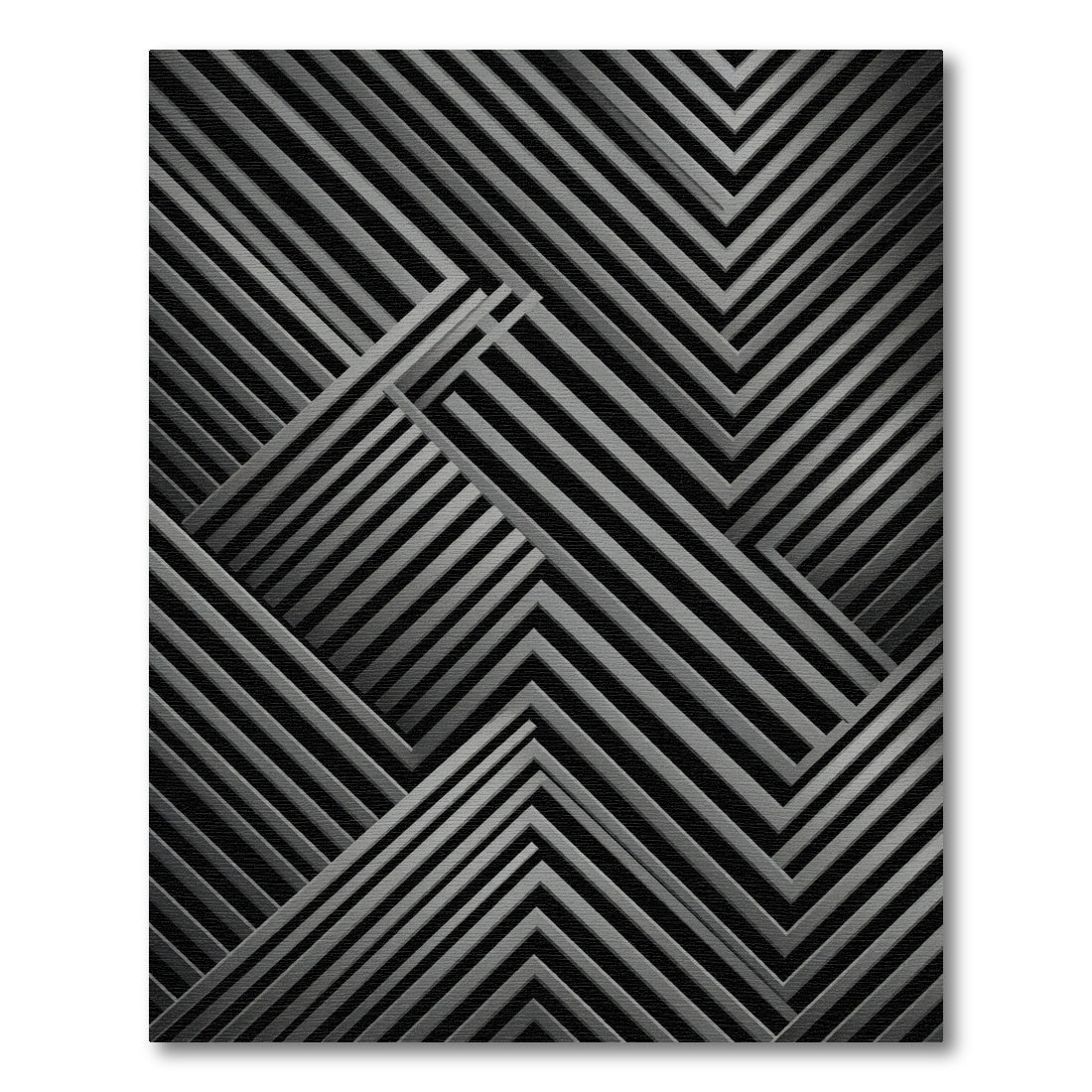 Monochrome Charcoal Inset Chevron Rug
