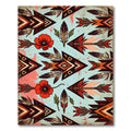 Earthy Tribal Arrow Poppy Feather Accent Rug