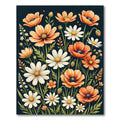 Orange and White Floral Meadow Rug