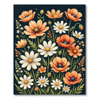 Orange and White Floral Meadow Rug