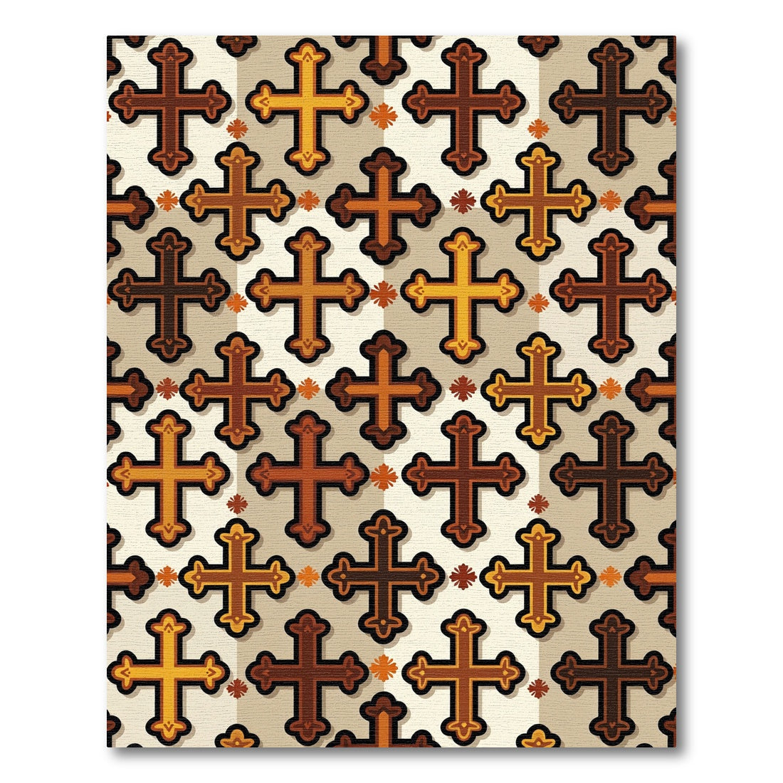 Gilded Bronze Ornate Cross Grid Rug
