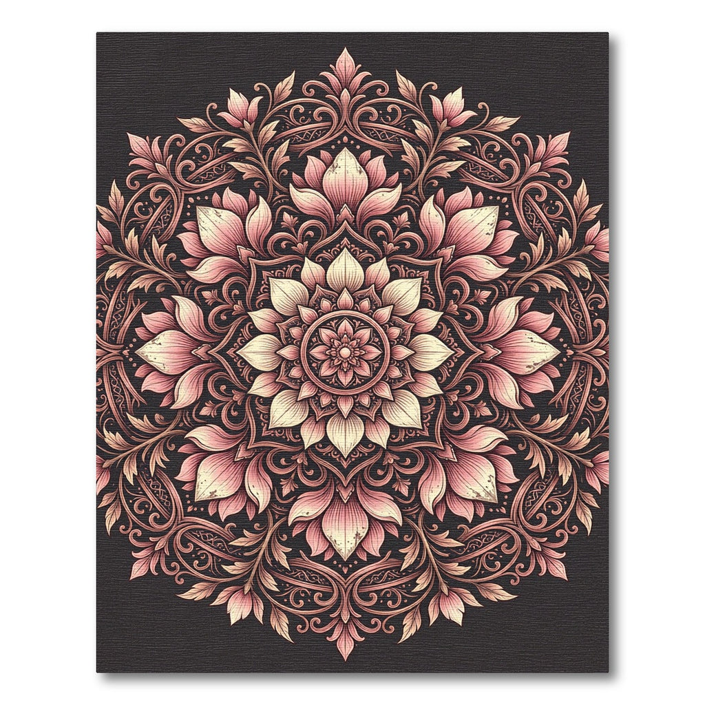Ornate Pink Blossom Mandala Rug