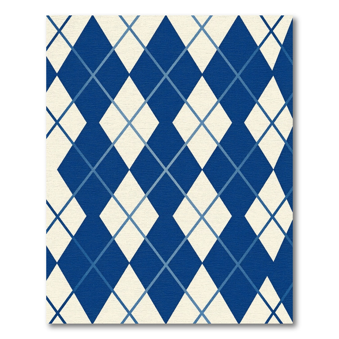 Navy Blue Contemporary Argyle Geometric Rug