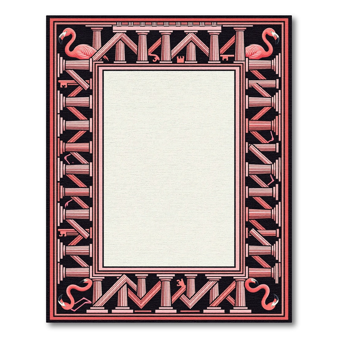 Pink Flamingo Architectural Art Deco Rug