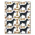 Playful Black Dog and Bone Icon Rug