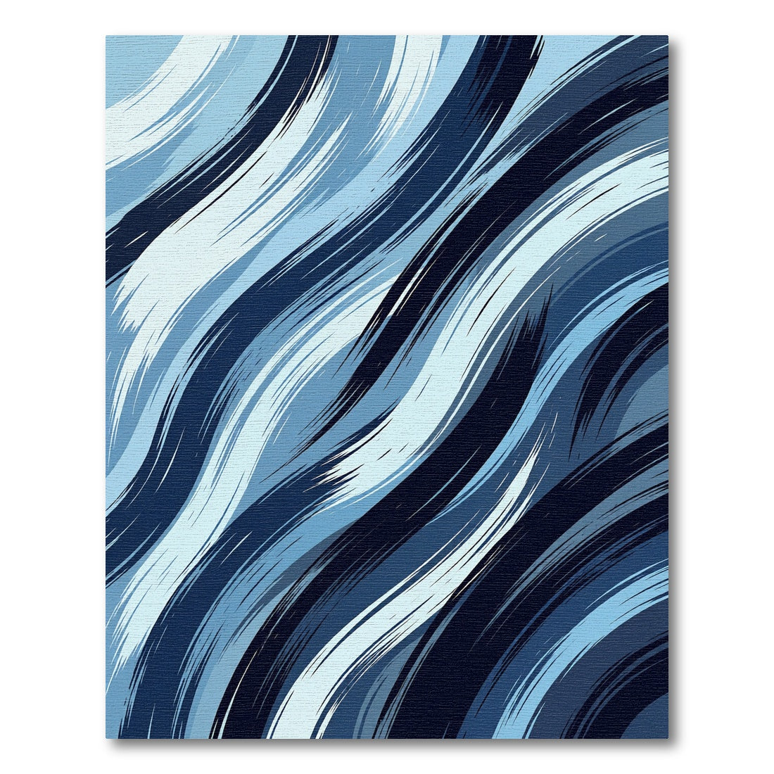 Deep Blue Brushstroke Ocean Waves Rug