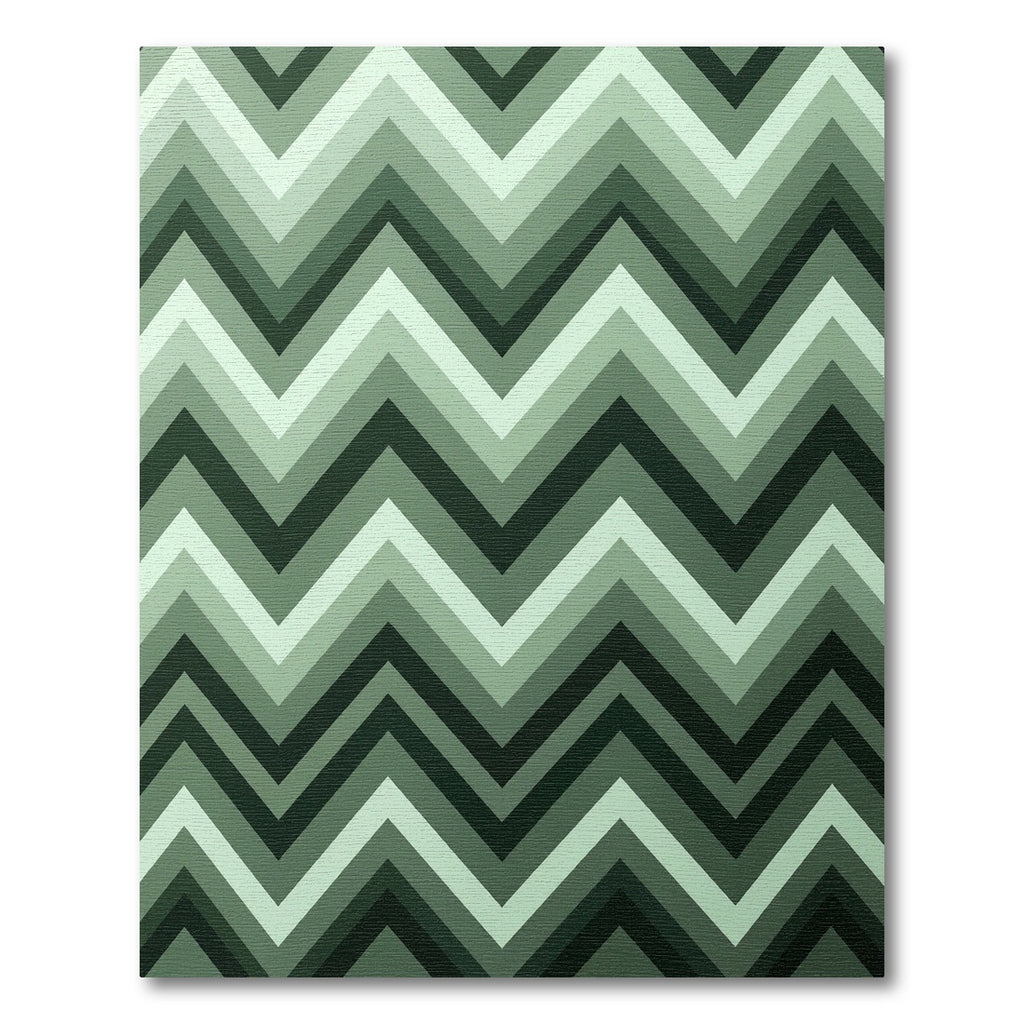 Tonal Green Gradient Chevron Rug