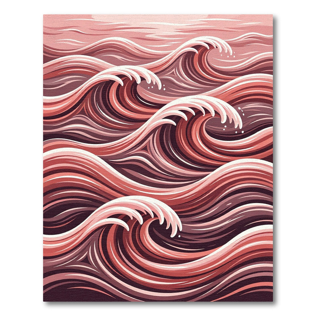 Crimson Abstract Flowing Wave Rug