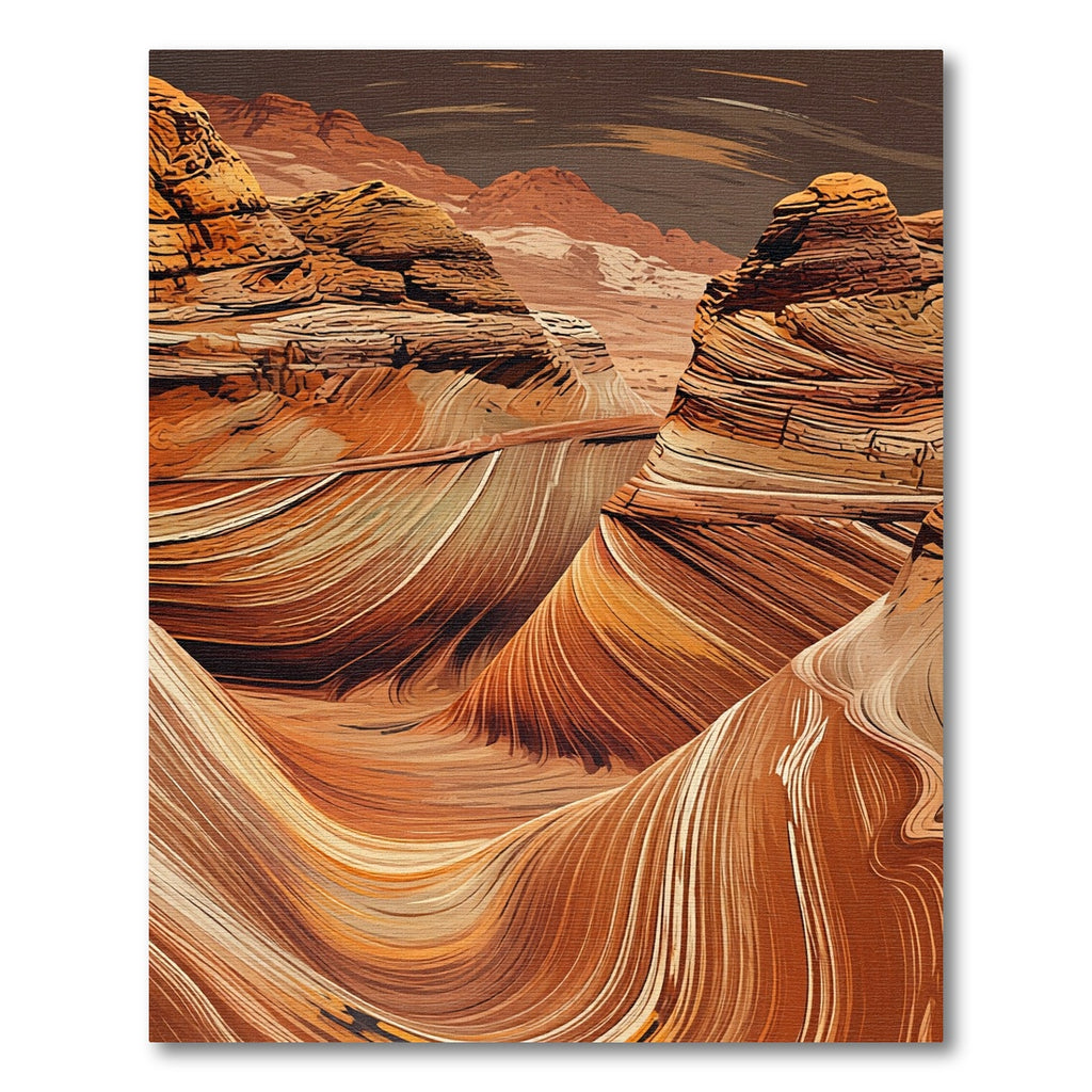 Reddish Brown Swirling Canyon Layers Rug