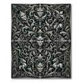 Monochrome Baroque Mask Filigree Scrollwork Art Rug
